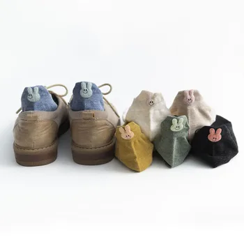 

Spring Women Ankle Socks Cartoon Rabit Decor Korean Style Sweet Solid Cotton Girls Casual Socks Hipster 1 Pair Funny Pattern