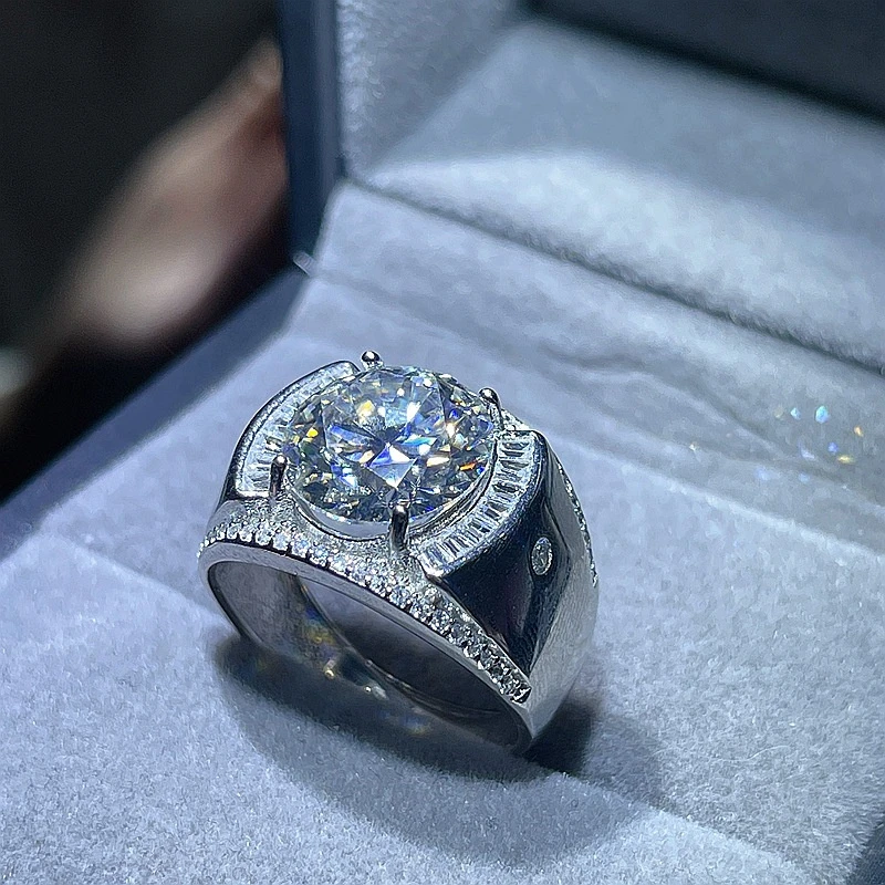 Joyería de anillo de moissanita para hombre de moda de plata hombre anillo de moissanita de plata 925 anillo joyas 5ct|Anillos| AliExpress