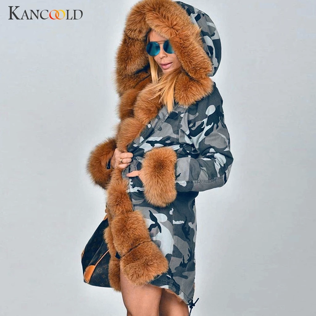 KANCOOLD пальто женские s флисовые зимние с капюшоном камуфляжные Длинные рукава пальто парки модные новые пальто и куртки для женщин 2019AUG29