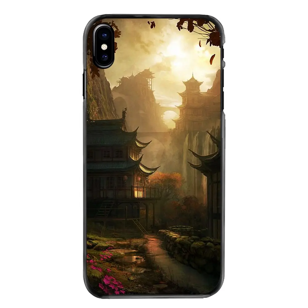 Chinese Temple Painting Wallpaper For Huawei P8 P9 P10 Lite Plus 17 16 Honor 5c 6 4x 5x Mate 8 7 9 Plastic Black Cover Case Half Wrapped Cases Aliexpress