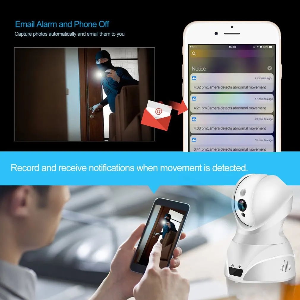 826 Wireless 2.4G WIFI Security Camera Infrared Night Vision IR-CUT Switch Motion Detection H.264 Video Compression