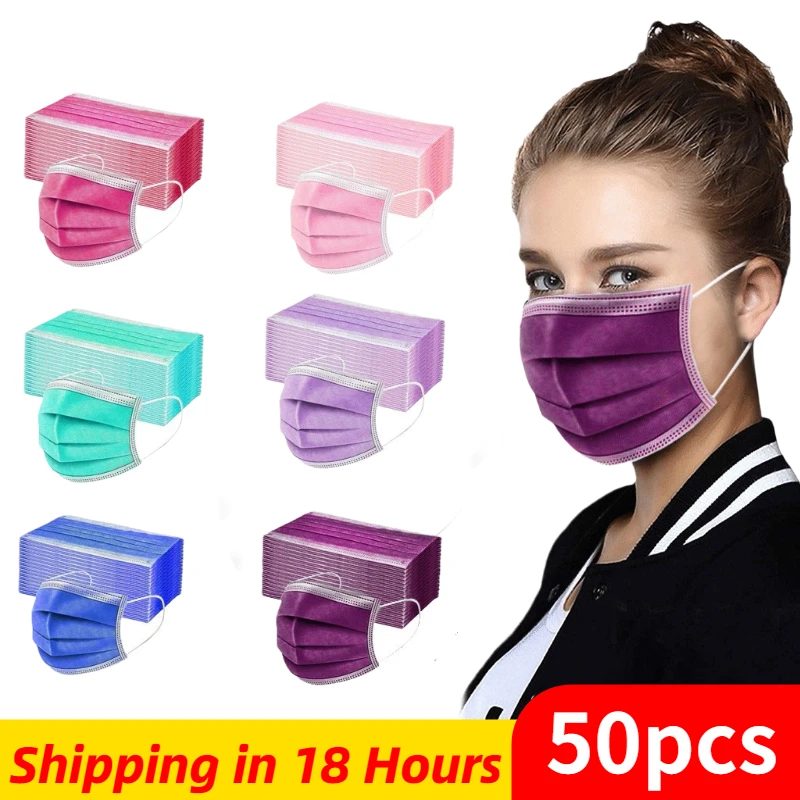 10/50/100pcs Adults Mascarilla Disposable Face Mask 3ply Ear Loop Mascherine Lavabili Maske Desechable Lote Mascaras | Красота и