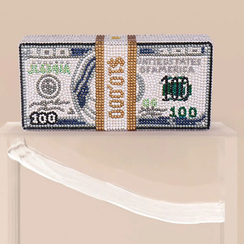 Новое поступление 2020 $10000 USD сумки для денег роскошный клатч с кристаллами