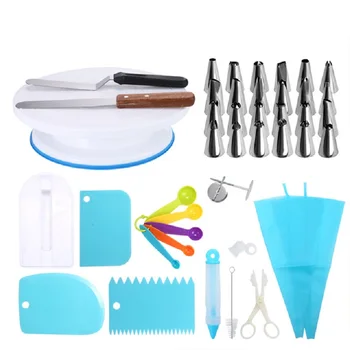 

41pcs Cake Turntable Cake Decorating Tools Set Rotating Cake Stand DIY Baking Tools Kitchen Display Stand Icing Tips Spatula Set