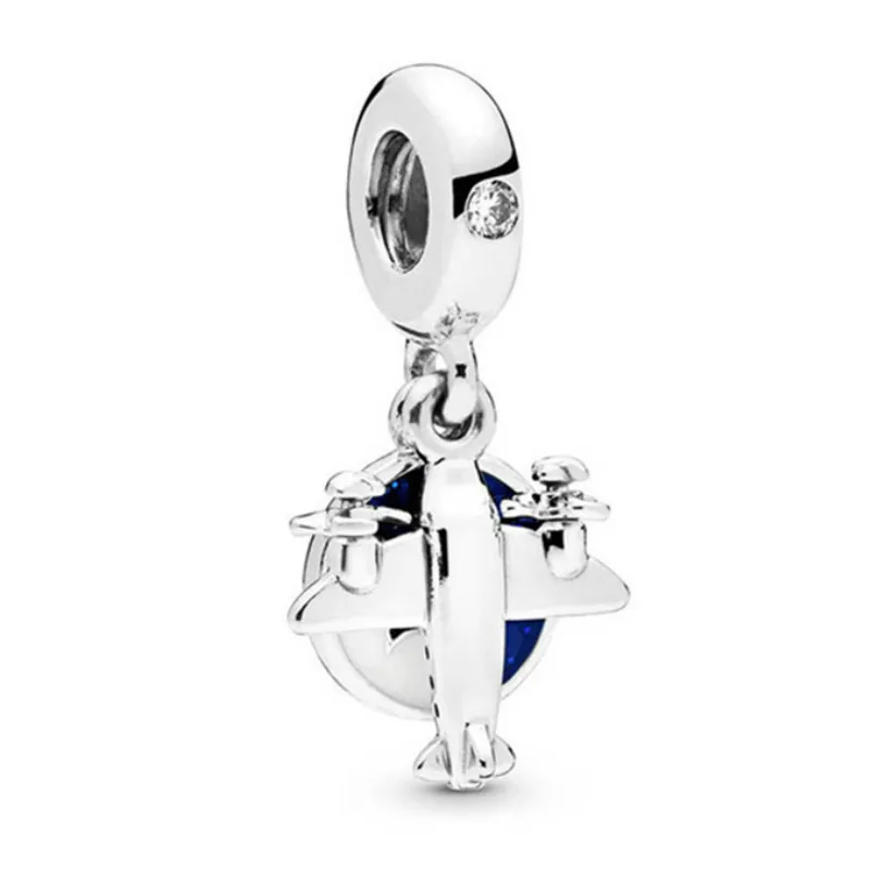 

2019 New 100% 925 Sterling Silver Summer Propeller Plane Pendant Charm Fit DIY Bracelet Women European Style Original Jewelry