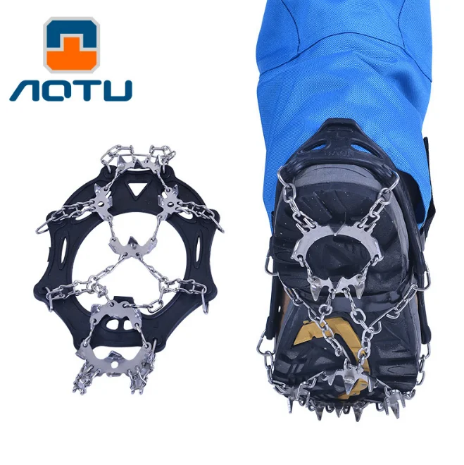 1 Pair 19 Teeth crampons Non-slip Ice Snow Climbing Anti-slip Shoe Covers Spike Cleats Crampons Anti-slip Overshoes Lsize