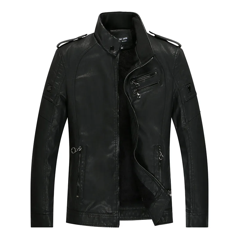 

PUIMENTIUA Men's Leather Jacket Winter Slim Fashion Mens Solid PU Jackets Clothing Male Stand Motorcycle Jacket Dropshipping