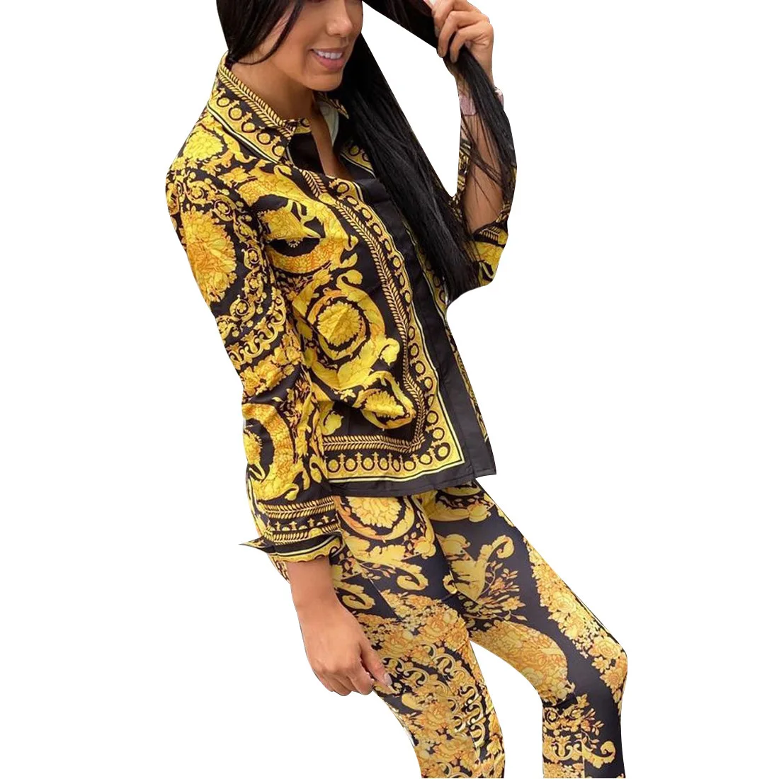 

European and American African national style autumn winter women's wear hot fashion sexy trim sportswear
