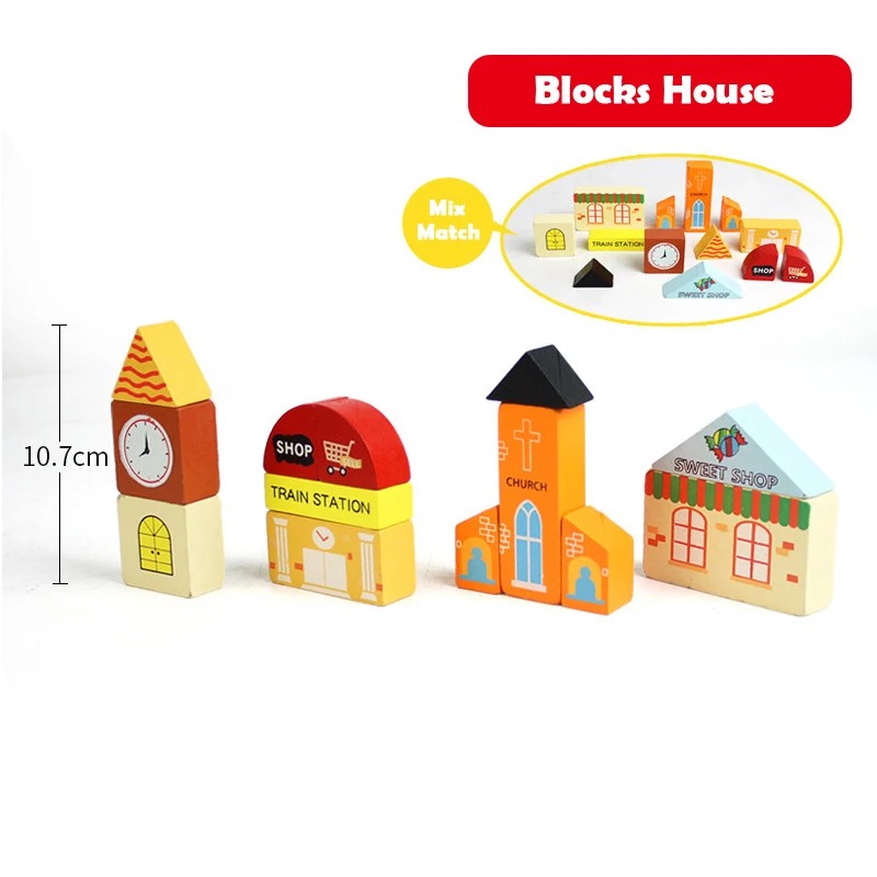 Wooden Track Railway Accessories Bridge Train Station Tunnel Cross Compatible All Brands Wood Track Educational Toys for Kids 26