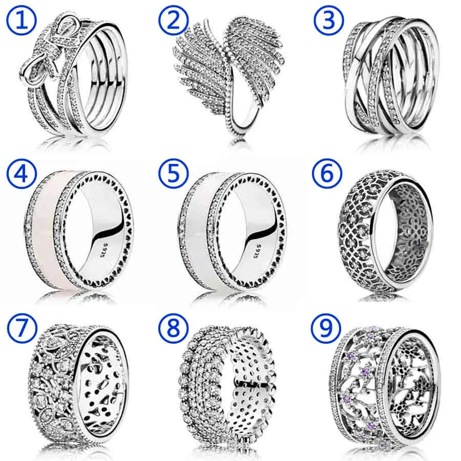 

30% Silver Ring Pink Hearts Lavish Majestic Feather With Crystal Ring 925 Sterling Silver DIY Europe Jewelry