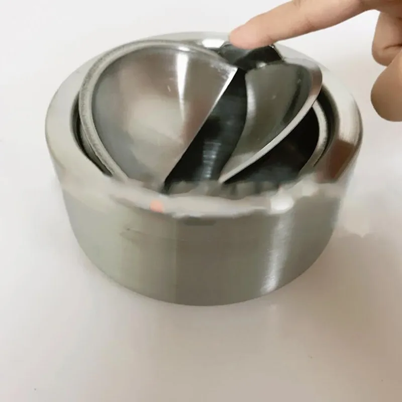 Cigarette Lidded Ashtray Stainless Steel Silver Windproof Ashtray With Lid Round Shape Smoking Ash Tray 1pc stainless steel ashtray metal ashtray