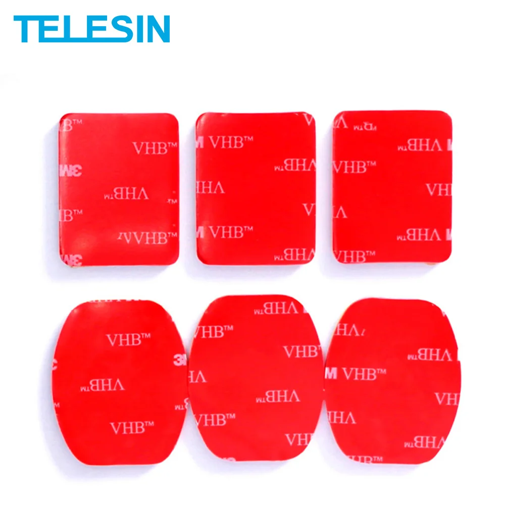 TELESIN 6 шт. 3M VHB клейкая наклейка двойная клейкая плоская изогнутая крепление шлем для GoGro Hero DJI Osmo Action Xiaomi Yi аксессуары