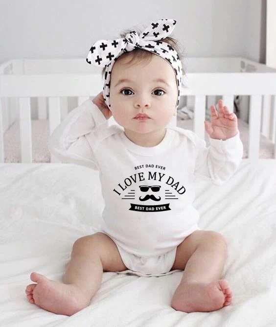 I Love My Dad Best Dad Ever Baby Boy Girls Romper Long Sleeve Rompers Fathers' Day Present Onesie Toddler Ropa Autumn Clothes