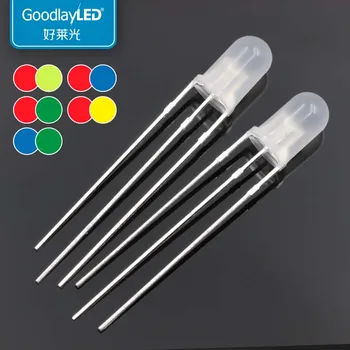 

100PCS Free shipping 5mm ROUND led 3-PIN bicolor DIP LED RED&Blue RED&GREEN diffused 5mm DIP LED