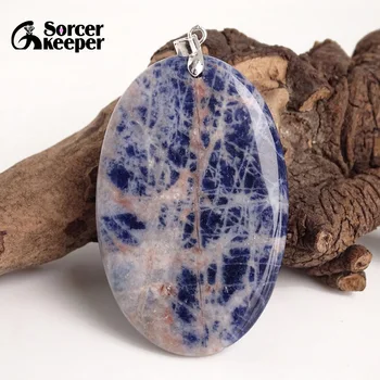 

Men Jewelry New Crystal Pendant Necklace Natural Stone Blue Sodalite Beads Agates Reiki Healing Fashion Bijoux Women BA345
