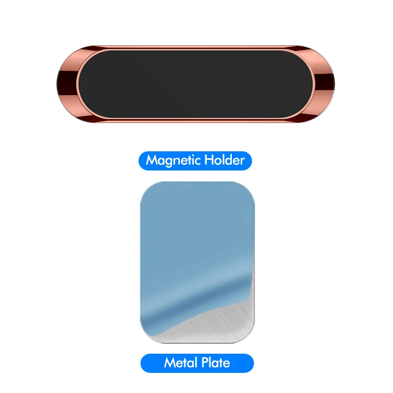Для Xiaomi huawei IPhone samsung металлический магнит gps автомобильное крепление Магнитный Автомобильный держатель для телефона приборная панель мини полоса форма стенд - Цвет: Rose Gold