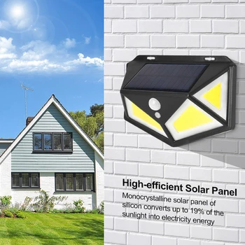 

100LEDs Solar Light Outdoor Solar Lamp Powered Sunlight Waterproof PIR Motion Sensor Street Light for Garden Decoration 4 sides