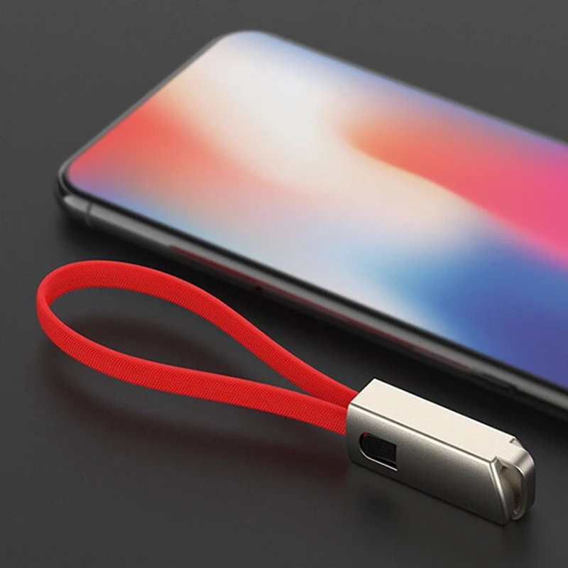 Брелок кабель для передачи данных, портативный USB брелок кабель для зарядки кабель для быстрой зарядки, кабель для передачи Данных Ремешок брелок(черный