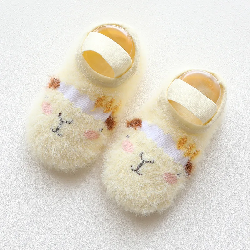 Новые осенне-зимние носки-тапочки для малышей теплые носки детские Нескользящие носки