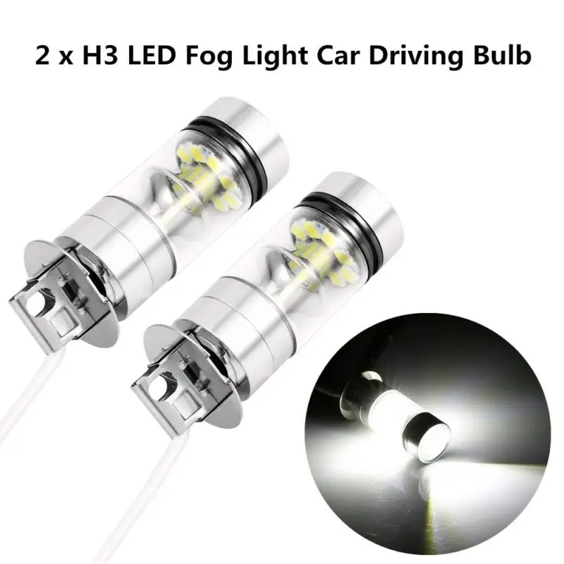 

1 Pair H3 LED Fog Light 200W Super Bright Chips Car Driving Bulb White DC 12/24V