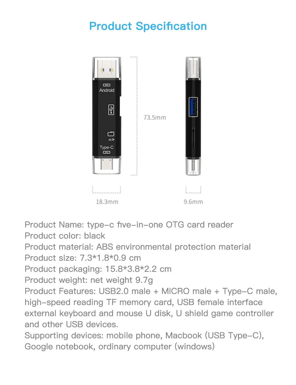 KUULAA All In One Type C USB 3.0 Micro USB Adapter SD/ Micro SD/ TF Card Reader OTG Andriod PC External Multi Memory Card Reader