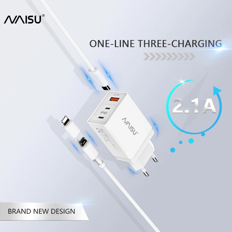 

NAISU 3 in 1 Quick Charge USB A Micro USB Type-C Cable Data Cord PD Charging For iphone Huawei Samsung Xiaomi Mobile Phone 2020