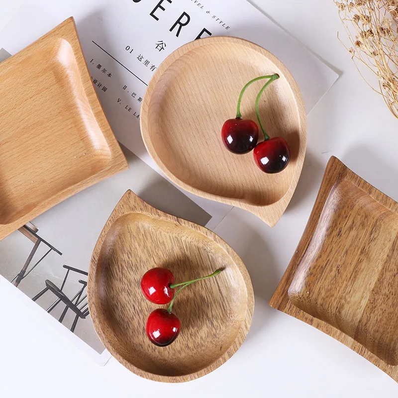 Home Creative Wood Pan Plate Fruit Dishes Saucer Tea Tray Dessert Dinner Bread Wood Plate Tea tray cake plate