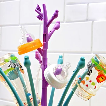 

Baby Infant Home Holder Drying Rack Feeding Portable Milk Bottle Drainer Detachable Free Standing Pacifier Hanger Tree Shape