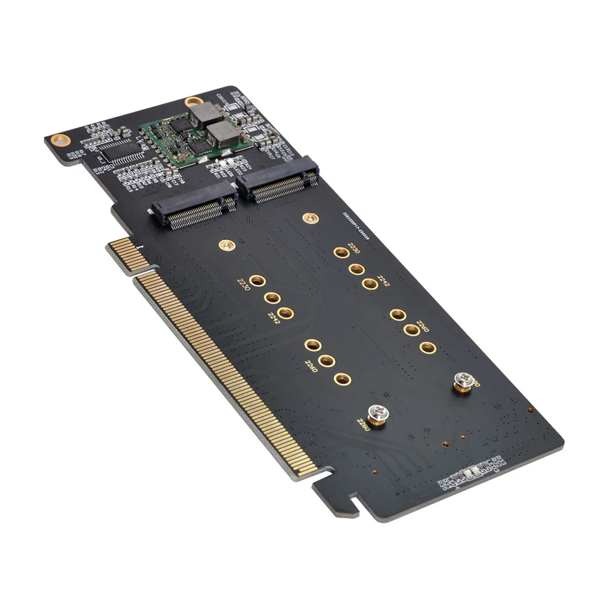 Dual Slot M.2 NVMe PCIe 4.0 X8 Adapter Card with ASM 1182E Chip, Only Work  with PCIe Splitter Function Motherboard