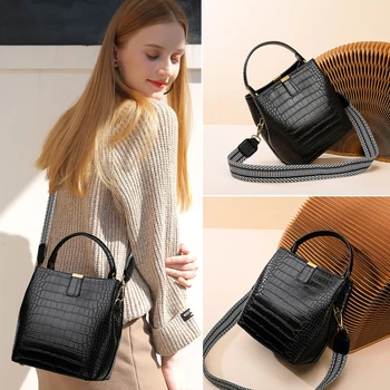 

Hot Luxury Vintage Crocodile Pattern Bucket Bags Ladies Casual Shoulder Crossbody Bags Large Capacity Handbags Louis Brand CC GG