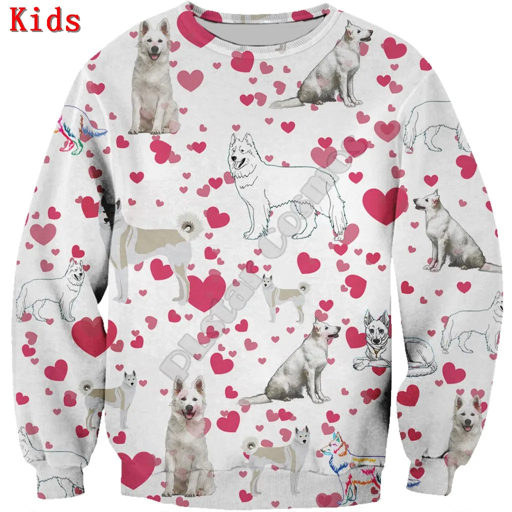 

Cute Berger Blanc Suisse 3d printed Hoodies Pullover Boy For Girl Long Sleeve Shirts Kids Funny Animal Sweatshirt