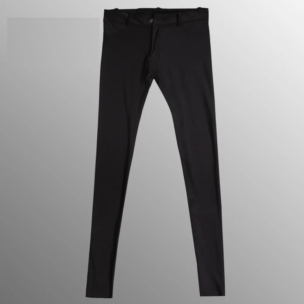 Men Sexy Pants with Socks Leggings Spandex Barber Trousers Slim Tight Stretchy High Elastic Nightclub