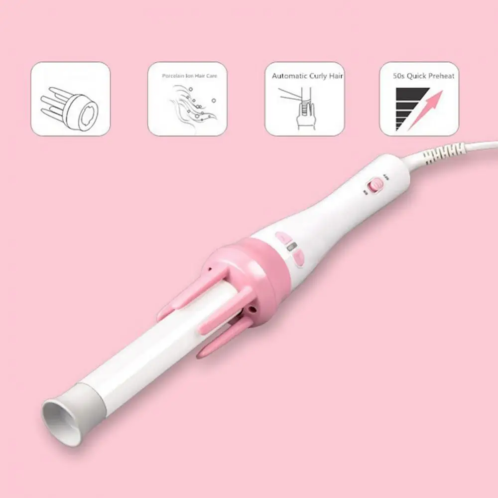 80% Hot Sale Automatic Rotary Ceramic Curl Iron Wand Heat Resistant Hair Curler Styling Tool
