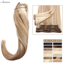 

S-noilite 110g-170g Clip In Human Hair Extensions Straight Human Hair 8pcs/set Full Head Thick Natural Hair 10"-24" Hair Clips