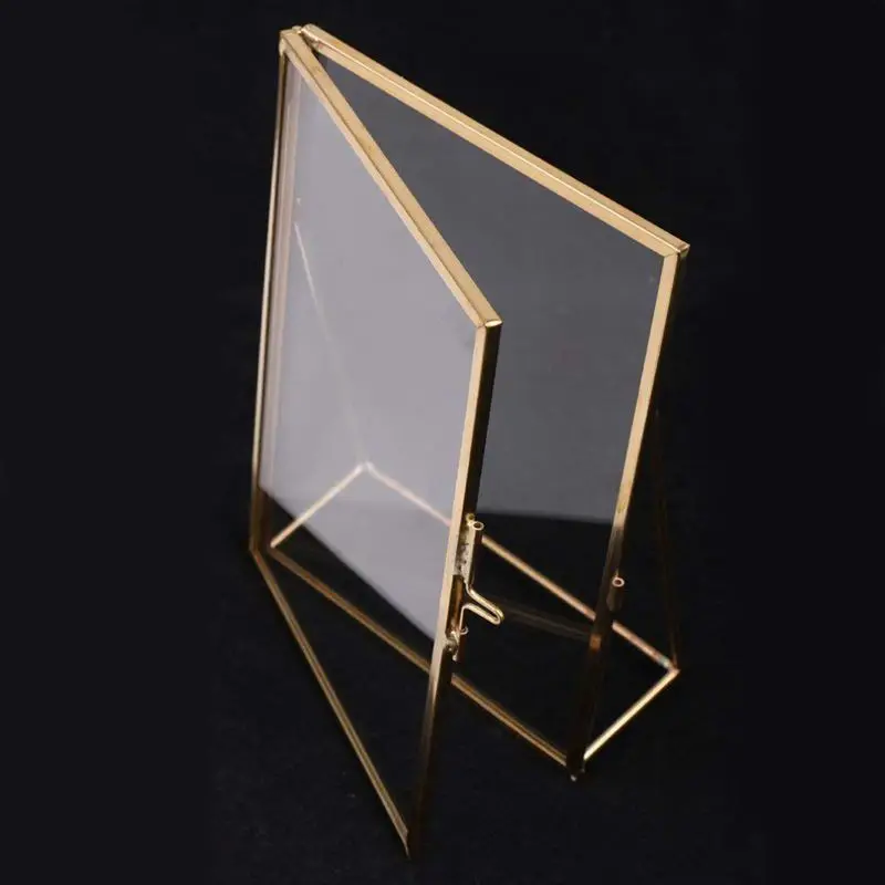 Простая Античная прямоугольная отдельно стоящая Прозрачная Стеклянная фоторамка для украшения дома-золото, 10,2x15,3 см