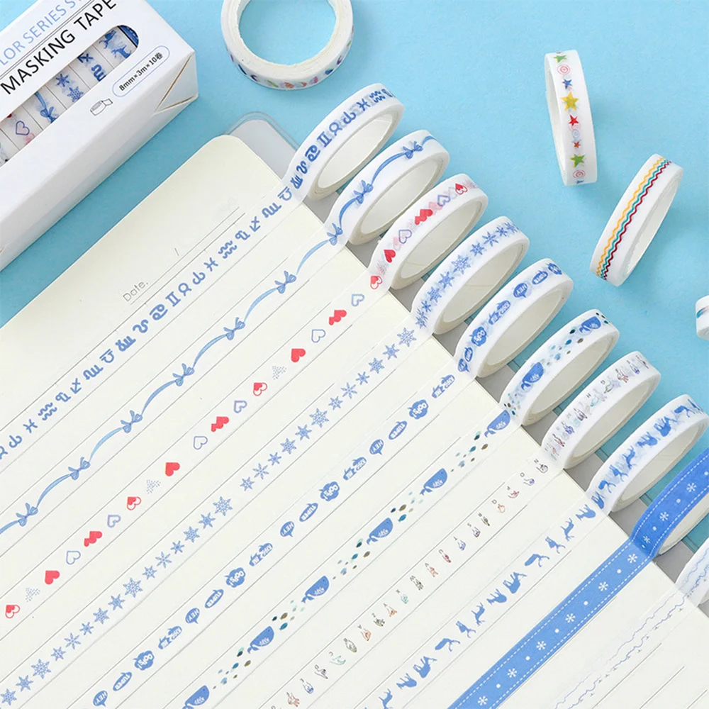 

10 Rolls Washi Tape Set Decorative Masking Tapes Sticky Paper Tape for Bullet Journals DIY Scrapbooking Crafts Gift Wrapping