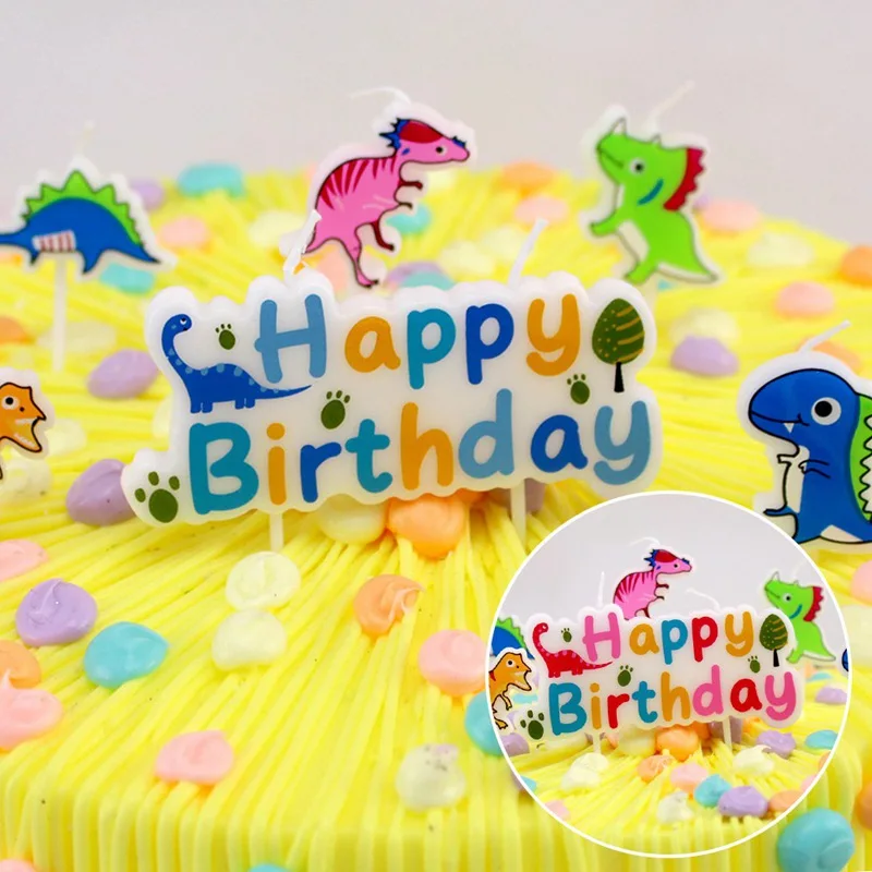 Милые Мультяшные свечи для торта на день рождения, декоративные свечи для торта динозавра для детского дня рождения