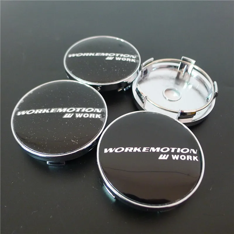 Wheel center caps 4pcs 60mm Work Emotion W Work Wheels Center Caps Hub Emblem Badge Car Styling Rims Dust-proof Cover