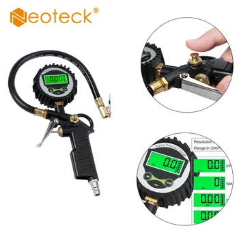 

Neoteck 0-200 PSI Digitale Manometro Pressione Gomme Manometro Digitale Pistola Gonfiaggio Pneumatici LCD +5 cofani
