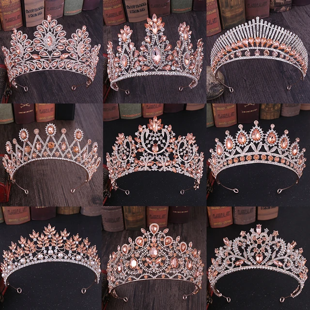 Cristal Princesse Couronne Pour Mariée , Princesse Couronne Pour Adulte À  Strass Bandeau , Doré Accessoire Pour Cheveux Pour Femme , Doré Cristal