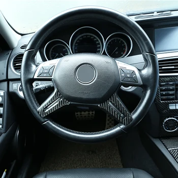 

2Pcs/lot Carbon Fiber Steering Wheel Decoration Sticker For Mercedes Benz C Class W204 C180 C200 Car Styling Accessories