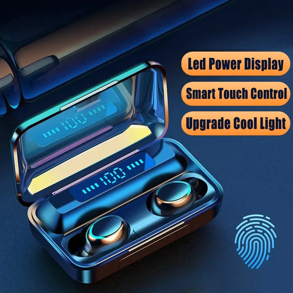 Новые F9 TWS беспроводные Bluetooth наушники с сенсорным управлением 9D стерео гарнитура
