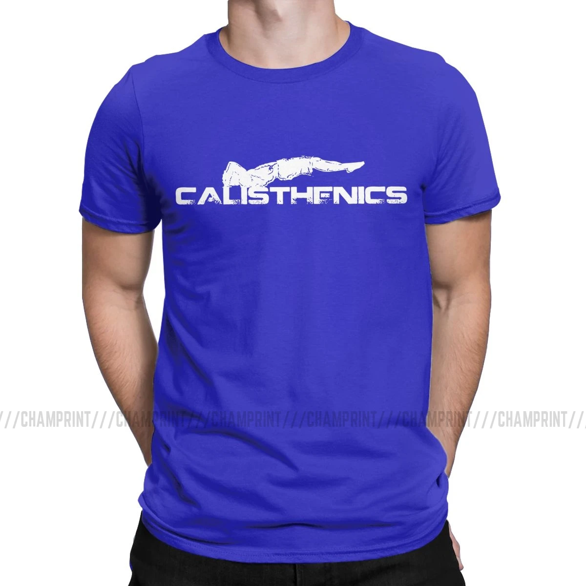 Потрясающие мужские футболки Calisthenics, хлопковая футболка для спорта, тренировок, фитнеса, тренажерного зала, спортивного тела, футболки с коротким рукавом, подарок на день рождения - Цвет: Синий