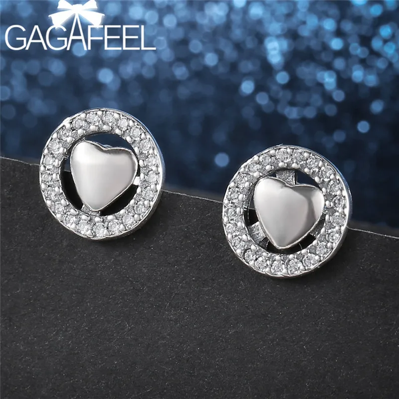 

GAGAFEEL Detachable Design Heart Earrings 925 Silver Stud Earrings for Women 925 Sterling Silver Jewelry