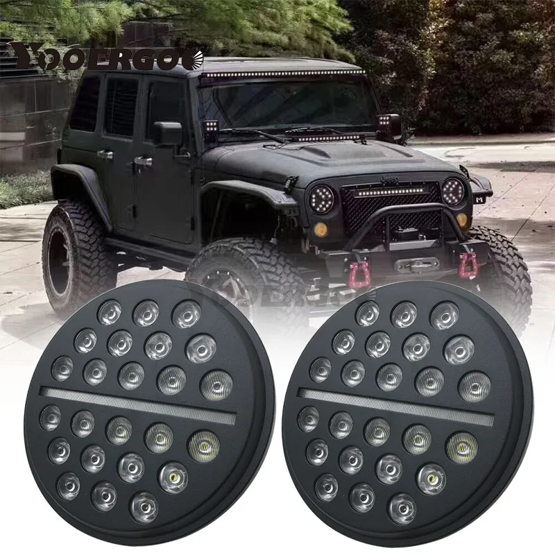 2Psc 7 дюймов светодиодный фонарь H4 Hi-Lo с Halo angel eyes для Lada 4x4 urban Niva Jeep JK Land rover defender Hummer