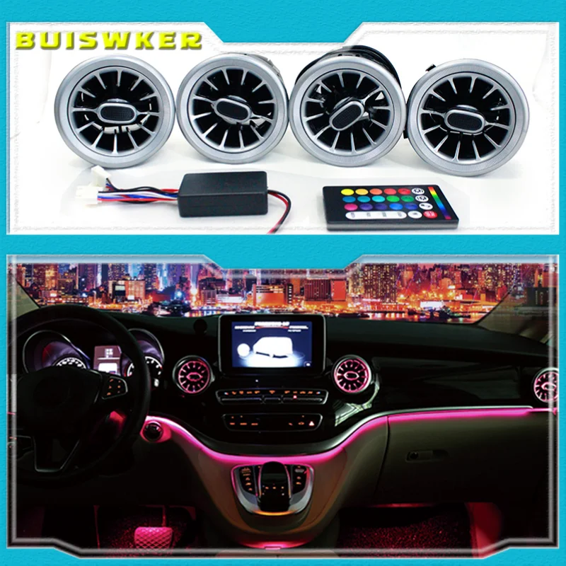 

LED Air Outlet 64 Colors For Mercedes Benz V Class W447 Vito V250 Interior Front Console Air Condition AC Vent Turbo Style
