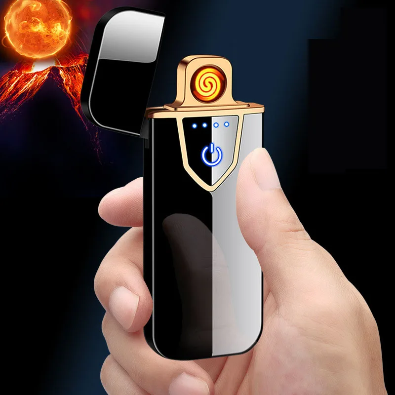 

1pc LED Power Display USB Charging Pulse Lighter Hot Sale Double Arc Cigar Plasma Lighter Windproof Electronic Cigarette Lighter