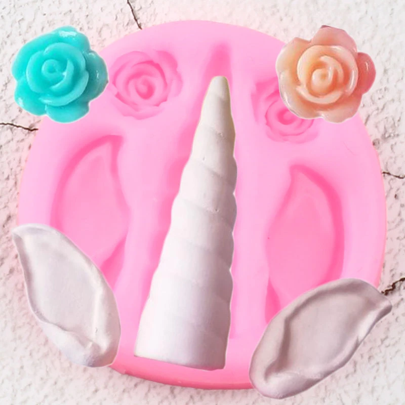 Moule En Silicone Avec Oreilles De Licorne Fleur Fondant Outils De Decoration De Gateaux Bonbons Argile Chocolat Gomme Aliexpress