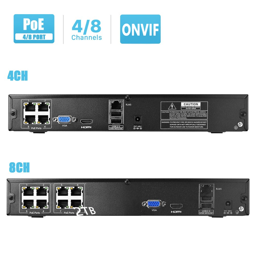 Besder 48V IEE802.3af активный PoE NVR Регистраторы обнаружения движения сигнализации безопасности наблюдения NVR 4CH 1080P с 4CH PoE Порты и разъёмы 48V