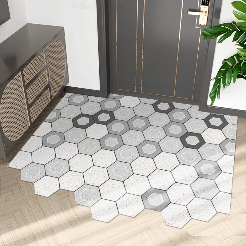 

Geometric Silk Loop Home Doormat Bath Bedroom Kitchen Living Room Carpet PVC Anti-slip Mat Custom Size Hallway Entrance Doormat
